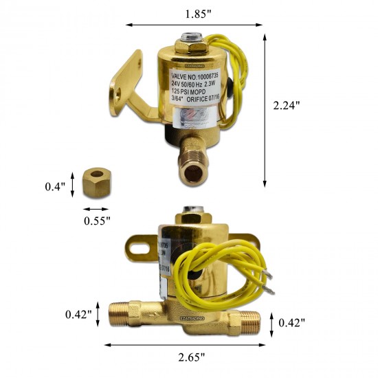 4040 Humidifier Solenoid Valve for Aprilaire 400, 500, 600 and 700 series Whole House Humidifier 24V ORIFICE 07/16 - 1 Year Warranty