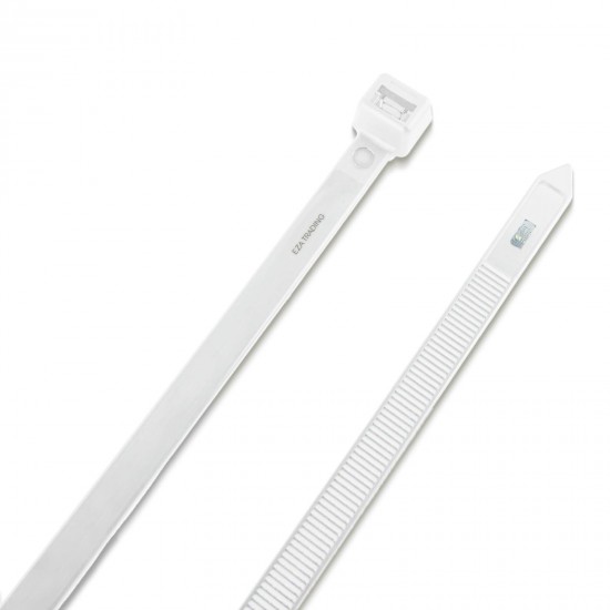 Cable Zip Ties 18 Inch Length 0.3 Inch Wide 130 lb - 100 Pack (White)