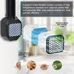 EzaVent Indoor Dryer Full Set Vent with 4 Filters, 8ft PVC - PVC Aluminium Duct Hose and Fittings - 1 Year Warranty (Black) EzaVent Indoor Dryer Full Set Vent with 4 Filters, 8ft PVC - PVC Aluminium Duct Hose and Fittings - 1 Year Warranty (Black)